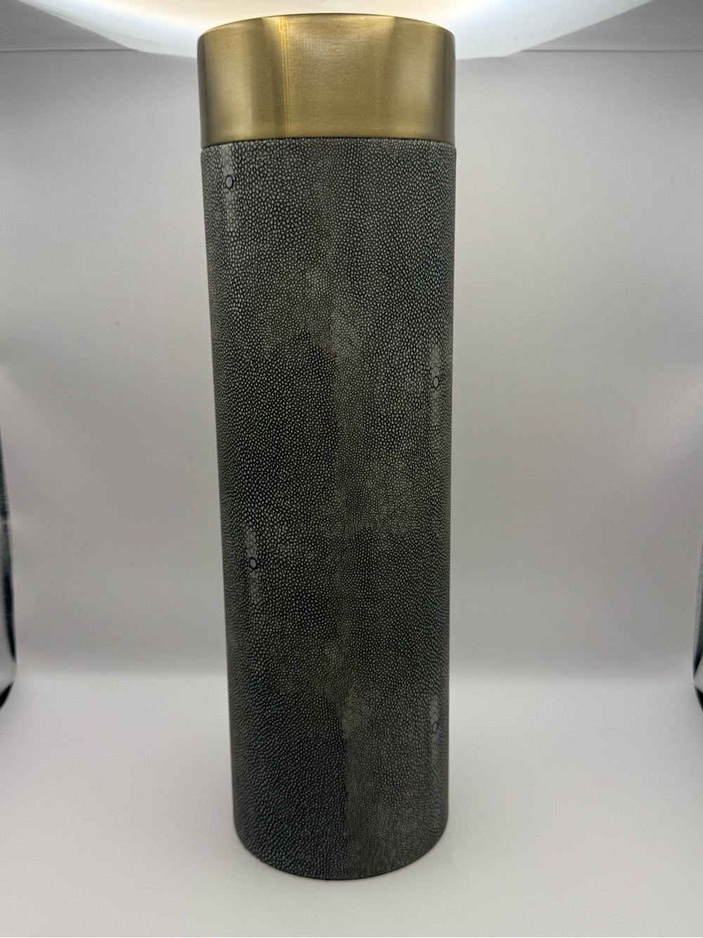 Uttermost Black Faux Shagreen Cylinder Vase with Gold Top